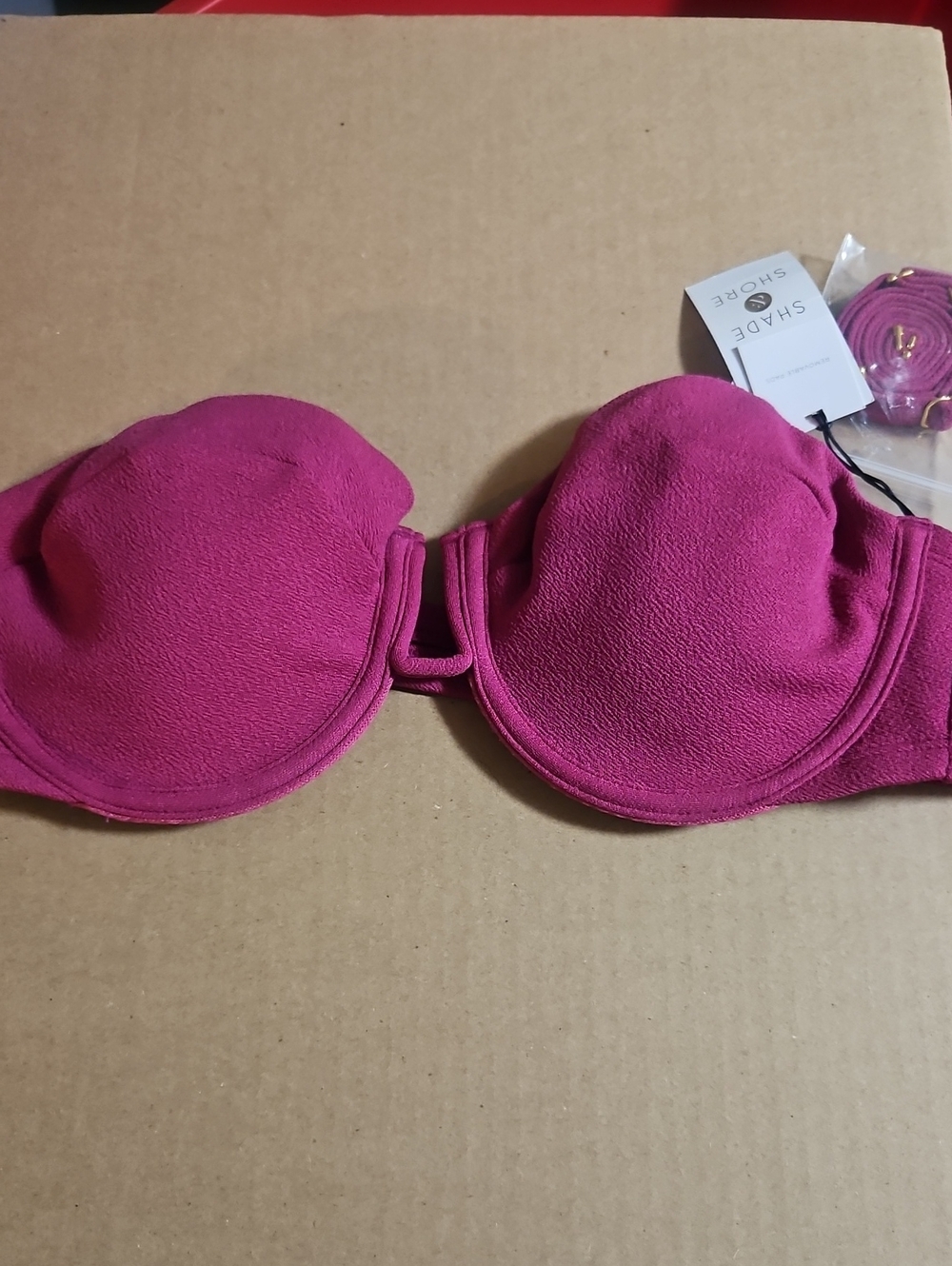 SHADE & SHORE PURPLE STRAPLESS BIKINI TOP: NEW WITH TAGS: SIZE 36D
